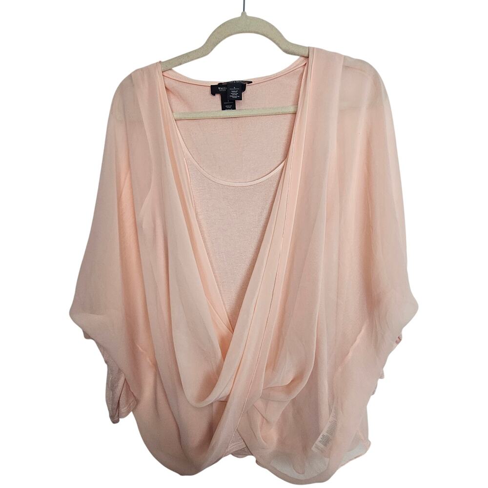 White House Black Market Womens Surplice Top Sz S Flowy Peach Career Corp Office